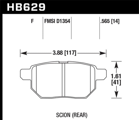 Hawk Performance HB629B.565 Hawk 08-15 Scion xB HPS 5.0 Rear Brake Pads