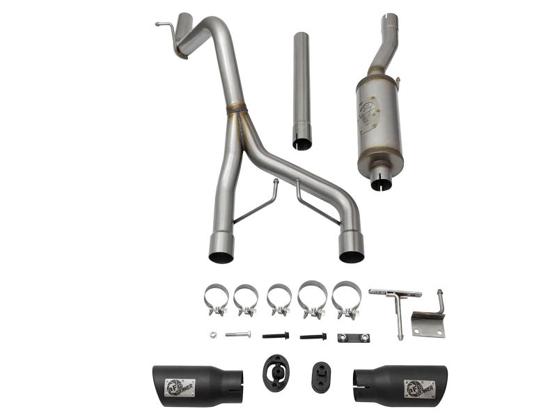 aFe 49-48056-B Rebel Series CB 2.5in Dual Center Exit SS Exhaust w/ Black Tips 07-15 Jeep Wrangler 3.6L/3.8L V6