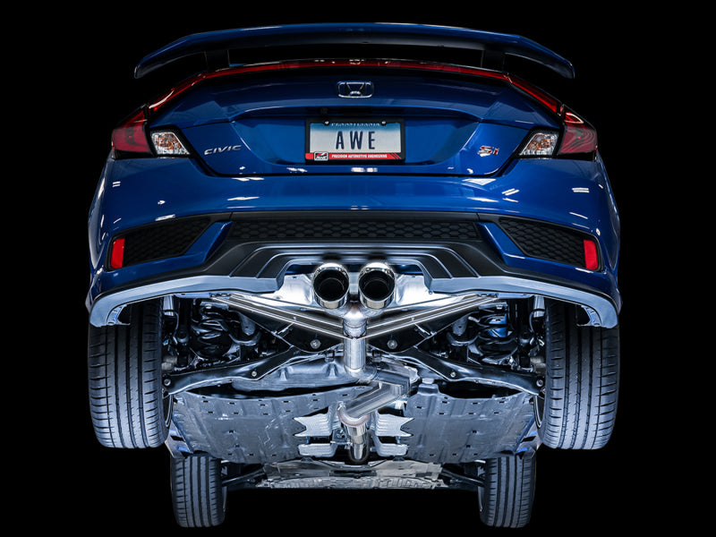 AWE Tuning 3020-32052 2016+ Honda Civic Si Track Edition Exhaust w/Front Pipe & Dual Chrome Silver Tips
