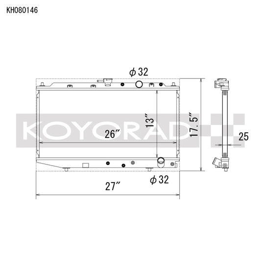 Koyo KH080146 88-91 Honda Civic / CRX EF Chassis w/B-Series (Manual Transmission) All-Aluminum Radiator