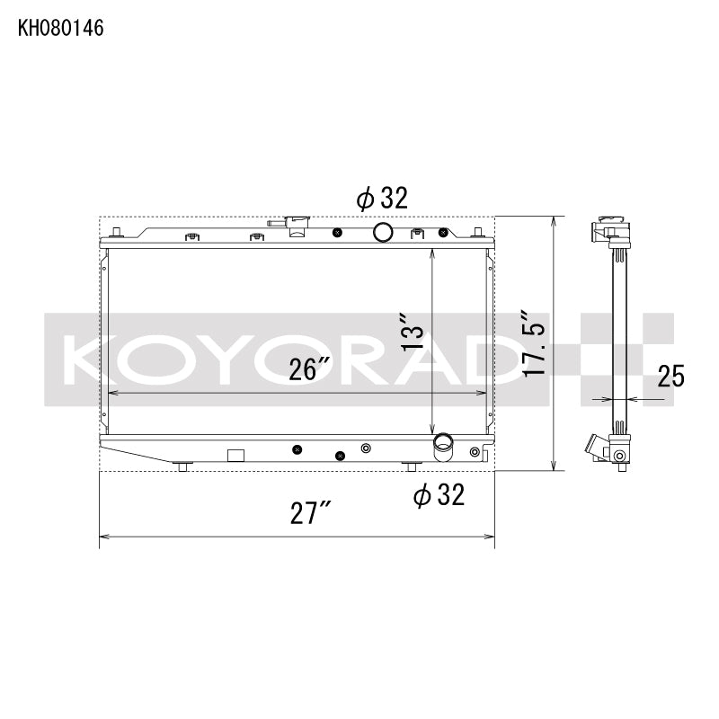 Koyo KH080146 88-91 Honda Civic / CRX EF Chassis w/B-Series (Manual Transmission) All-Aluminum Radiator