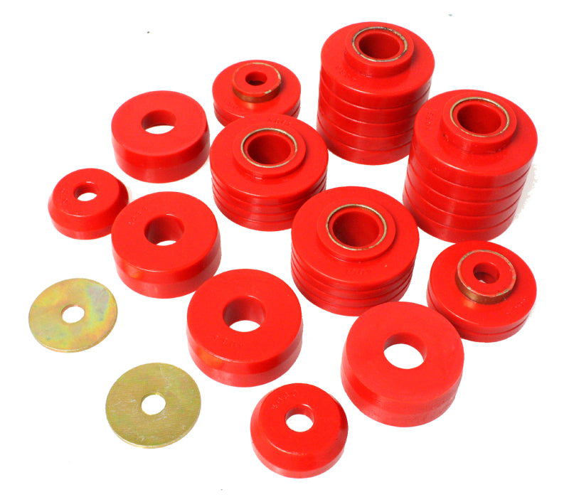 Energy Suspension 4.4107R 80-98 Ford F250/F350 / 80-92 Ford F100/F150 / 85-98 Ford F450 Red Body Mount Set