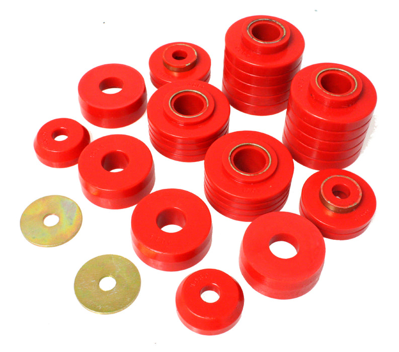 Energy Suspension 4.4107R 80-98 Ford F250/F350 / 80-92 Ford F100/F150 / 85-98 Ford F450 Red Body Mount Set
