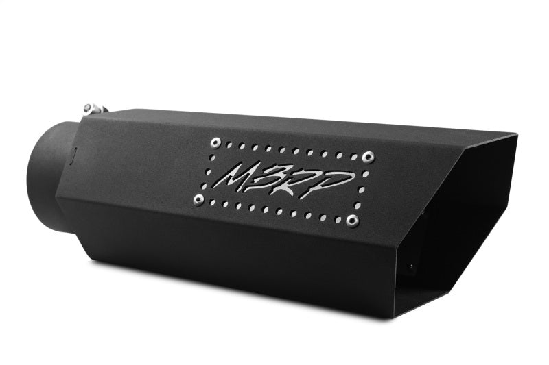 MBRP T5164BLK Universal Hex Tip 4in Inlet 16in Length w/ Logo - Black Coated