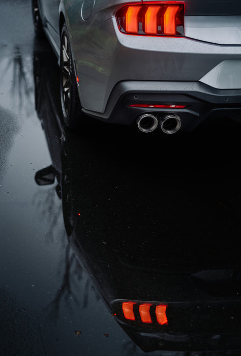 MBRP S7282BLK 2024+ Ford Mustang 5.0L Blk Alum. SS 3in Cat-Back Exhaust w/ Quad Blk Tips (Valve Delete)