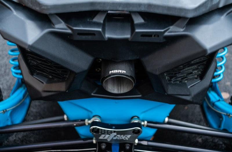 MBRP AT-9208FS 17-21 Can-Am Maverick Turbo/Turbo R 2.5in Perf Series Chamber Oval Turbo Back Exhaust C/F Tip