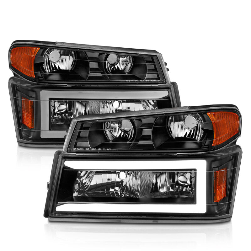 ANZO 111558 04-12 GM Colorado/Canyon/I-Series Crystal Headlights - w/ Light Bar Black Housing 4pcs