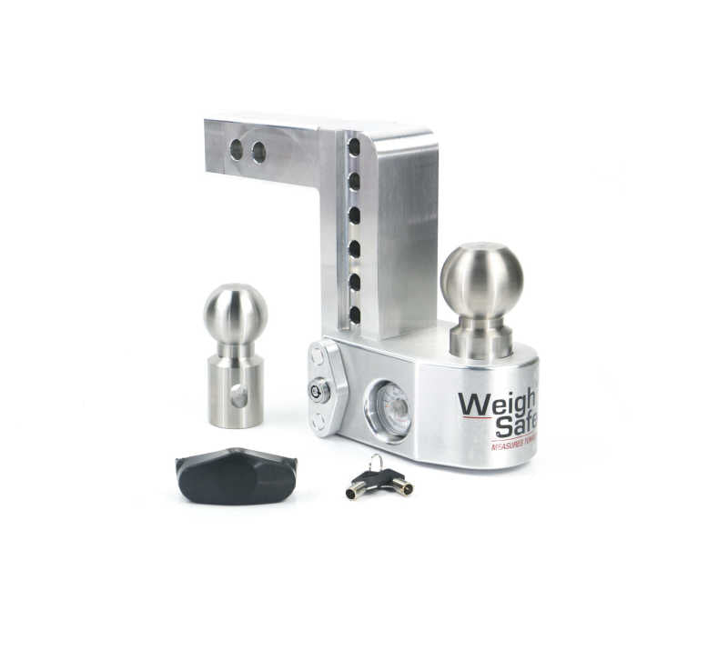 Weigh Safe WS6-2 6in Drop Hitch w/Built-in Scale & 2in Shank (10K/12.5K GTWR) - Aluminum