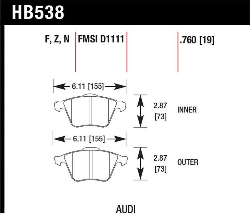 Hawk Performance HB538Z.760 Ceramic Street Brake Pads