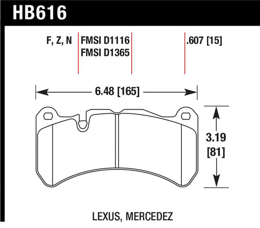 Hawk Performance HB616Z.607 Hawk 08-09 Lexus IS-F Performance Ceramic Street Front Brake Pads