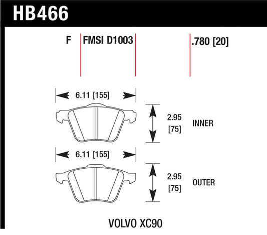 Hawk Performance HB477Y.610 Hawk LTS Street Brake Pads