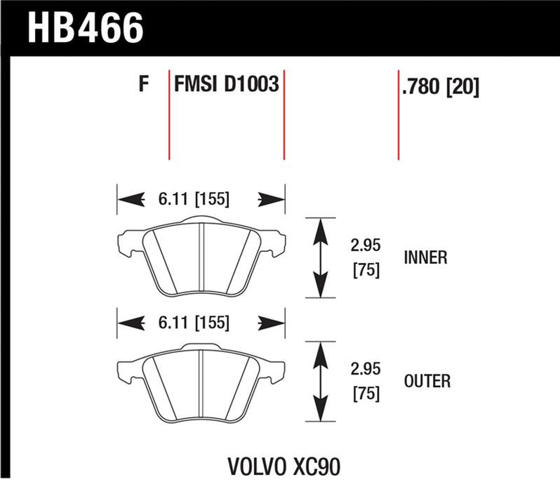 Hawk Performance HB477Y.610 Hawk LTS Street Brake Pads