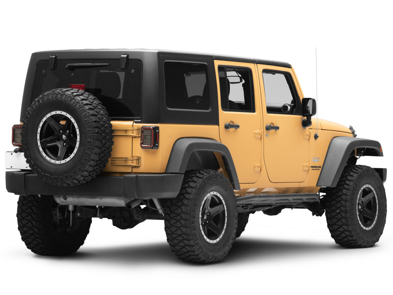 Raxiom J138358 07-18 Jeep Wrangler JK Axial Series LED Halo Tail Lights- Black Housing (Dark Smoked Lens)