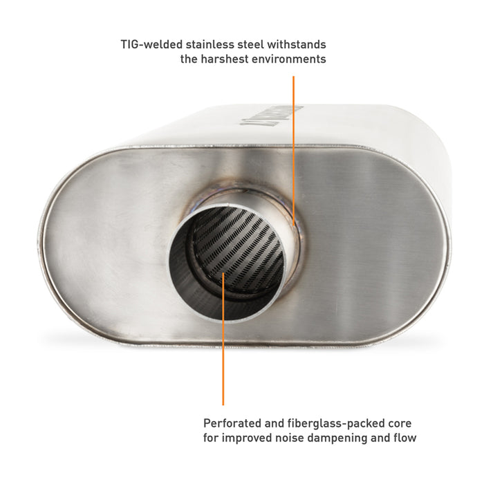 Mishimoto MMEXH-MF-25CCBR Universal Muffler with 2.5in Center Inlet/Outlet - Brushed