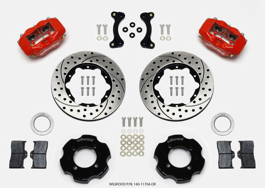 Wilwood 140-11704-DR Forged Dynalite Front Hat Kit 11.00in Drilled Red 95-05 Miata