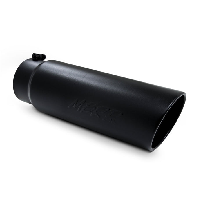 MBRP T5125BLK Universal Tip 6in OD Angled Rolled End 5in Inlet 18in Lgth Black Finish Exhaust