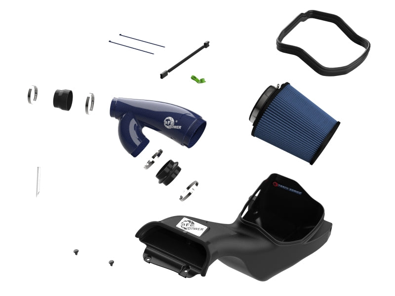 aFe 57-10031RL 17-24 Ford F-150 Track Series Blue Kevlar Carbon Fiber C/A Intake System w/Black Pro 5R Filter