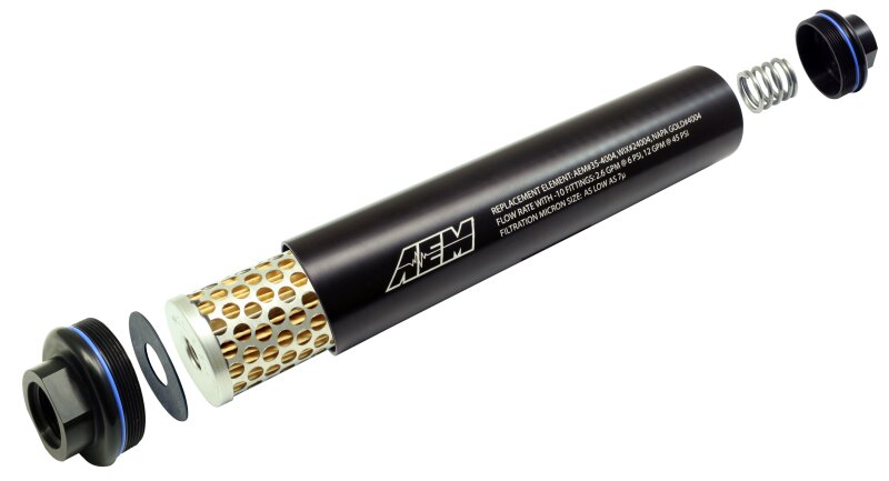 AEM 25-201BK Universal High Flow -10 AN Inline Black Fuel Filter