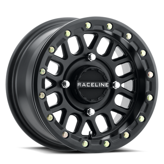 Raceline A93B-47037+10 A92B Podium 14x7in / 4x137 BP / 10mm Offset / 110.18mm Bore - Satin Black Beadlock Wheel