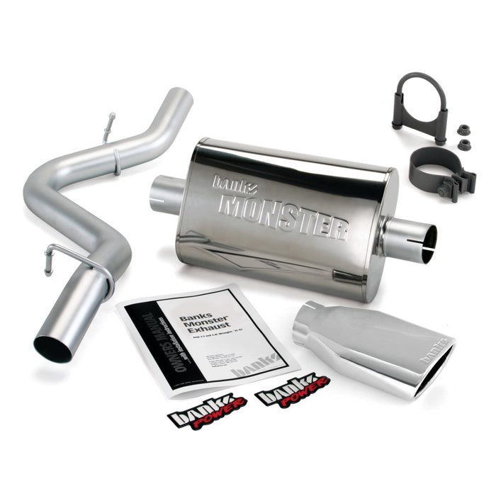 Banks Power 51312 97-99 Jeep 2.5/4.0L Wrangler Slip Fit Cat Monster Exh Sys - SS Single Exh w/ Chrome Tip