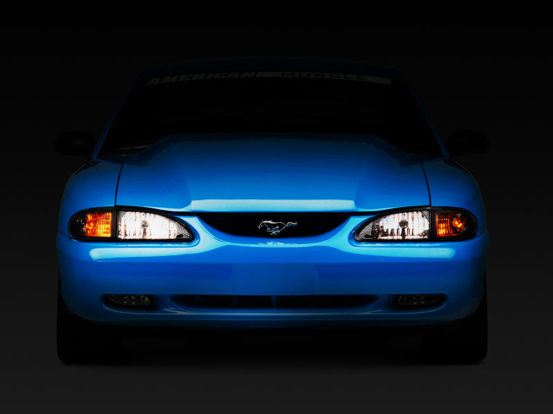 Raxiom 49050 94-98 Mustang Axial Series Cobra Style Headlights- Black Housing (Clear Lens)
