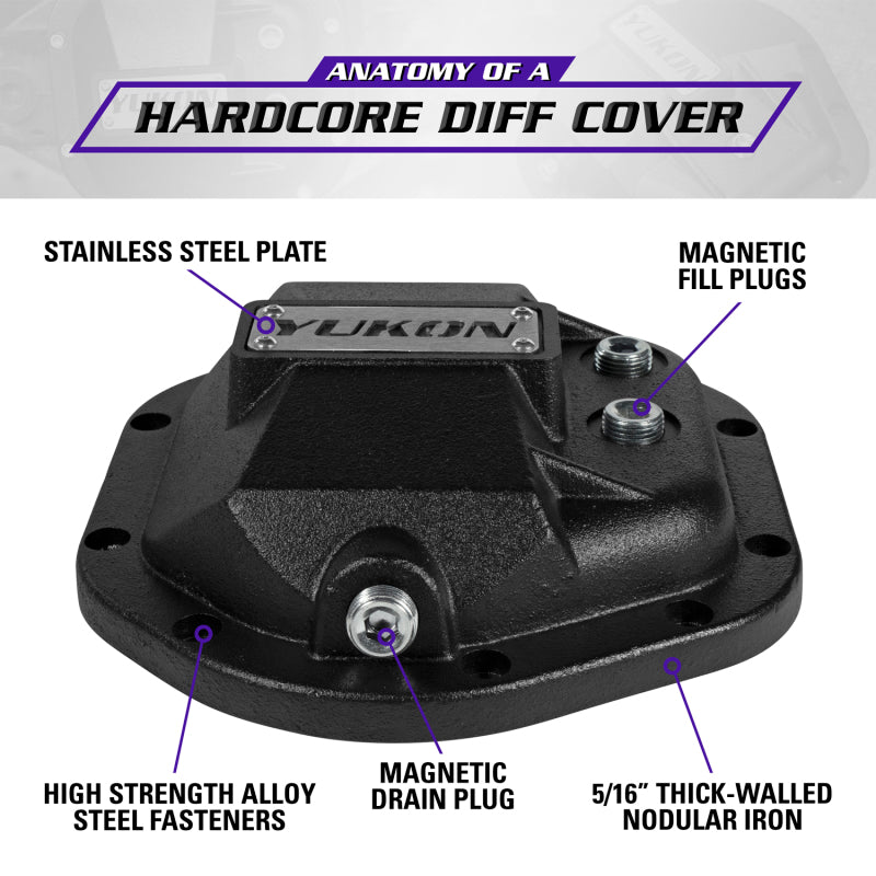 Yukon Gear & Axle YHCC-D44 Yukon Gear Hardcore Diff Cover for Dana 44 - Nodular Iron Yukon Cover