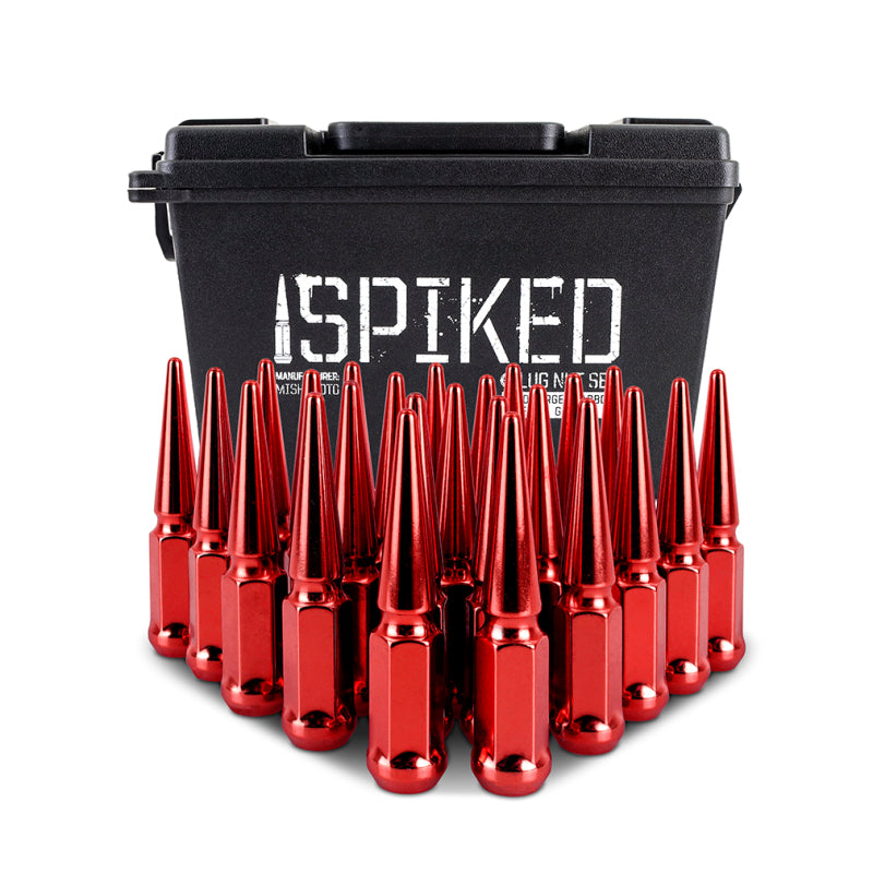 Mishimoto MMLG-SP1415-24RD Steel Spiked Lug Nuts M14 x 1.5 24pc Set Red