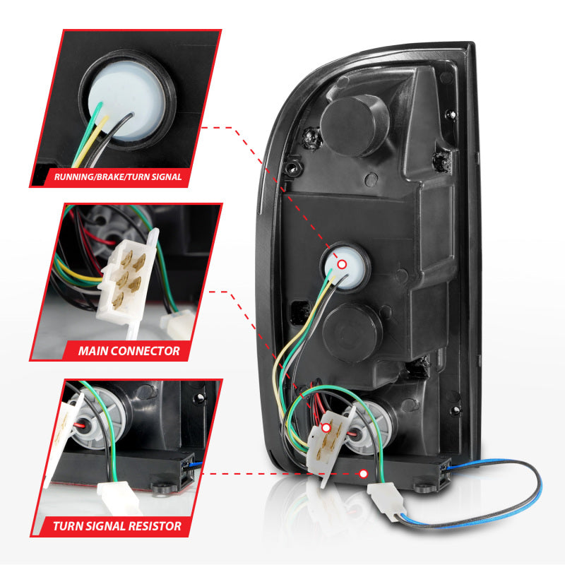 ANZO 311353 95-00 Toyota Tacoma LED Taillights Black Housing Clear Lens (Pair)