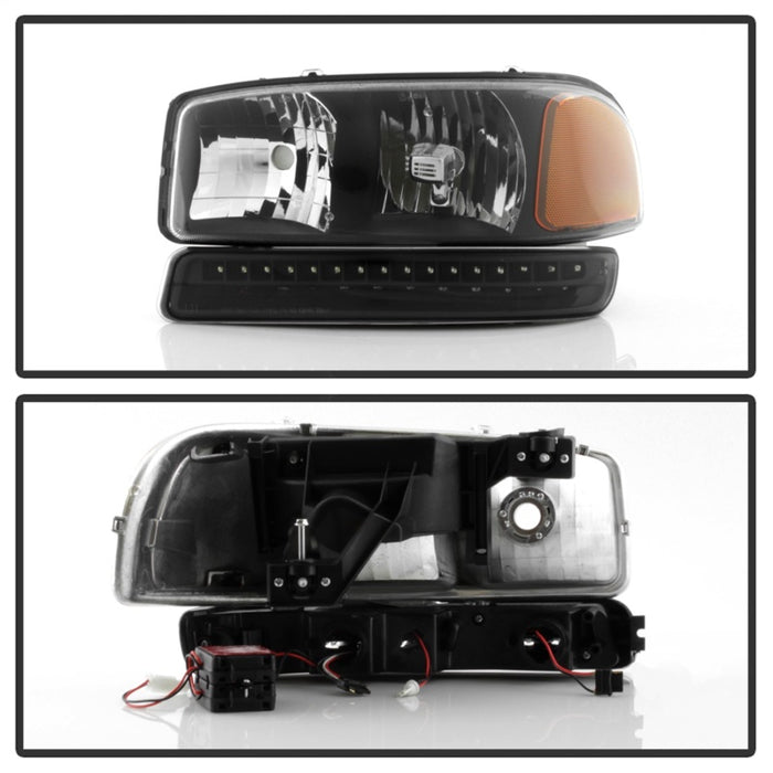 SPYDER 9037399 xTune GMC Sierra 99-06 /Yukon 00-06 Headlights & LED Bumper Lights - Black HD-JH-GS99-LED-SET-BK