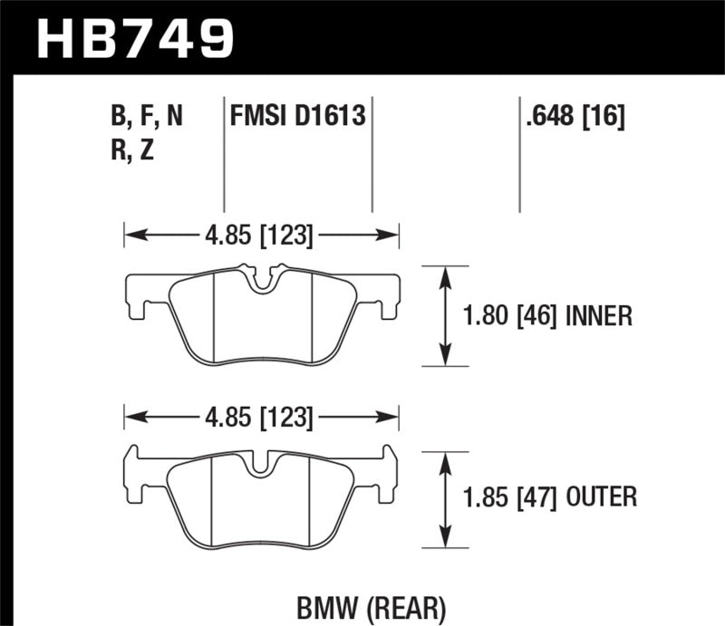 Hawk Performance HB749N.648 Hawk 13-14 BMW 328i/328i xDrive / 2014 428i/428i xDrive HP Plus Rear Brake Pads