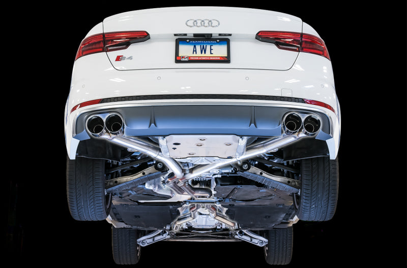 AWE Tuning 3010-43048 Audi B9 S4 Track Edition Exhaust - Non-Resonated (Black 102mm Tips)
