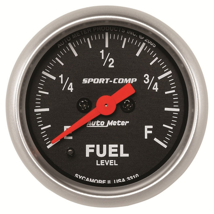 AutoMeter 3310 Autometer Sport Comp 52mm Full Sweep Electronic Fuel Level Programmable Empty-Full Range Gauge