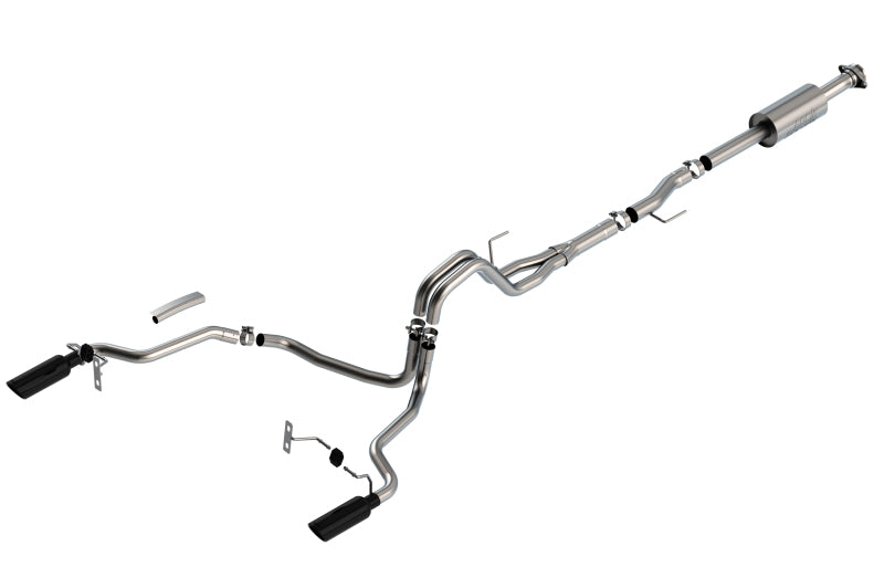 Borla 140863BC F-150 2021 2.7L/3.5L 4dr CC SB EC STB Lar/KingR/Plnum/LTD 3/2.25 SRE CB S-Type BLK CHR Tips