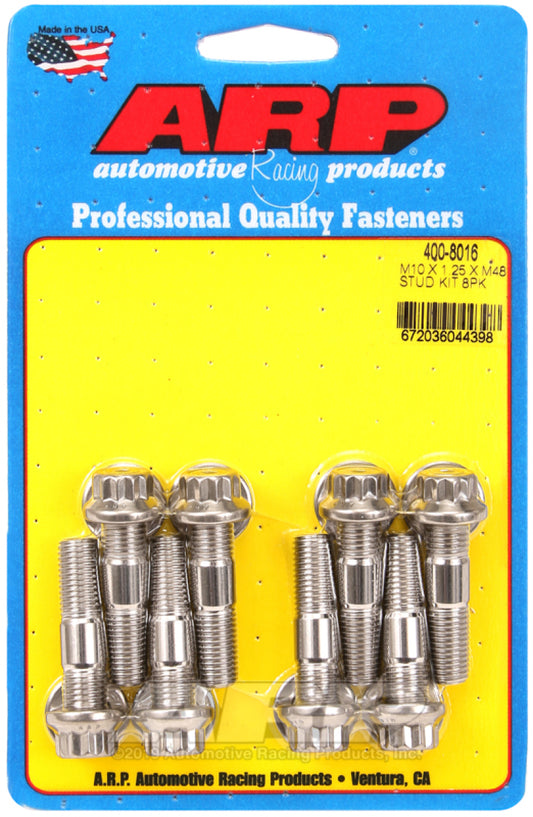 ARP 400-8016 Sport Compact M10 x 1.25 x 48mm Stainless Accessory Studs (8 pack)