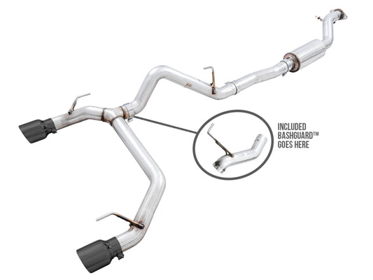 AWE Tuning 3015-33456 2021+ Ford Bronco 0FG Dual Rear Exit Exhaust w/Diamond Black Tips & Bash Guard