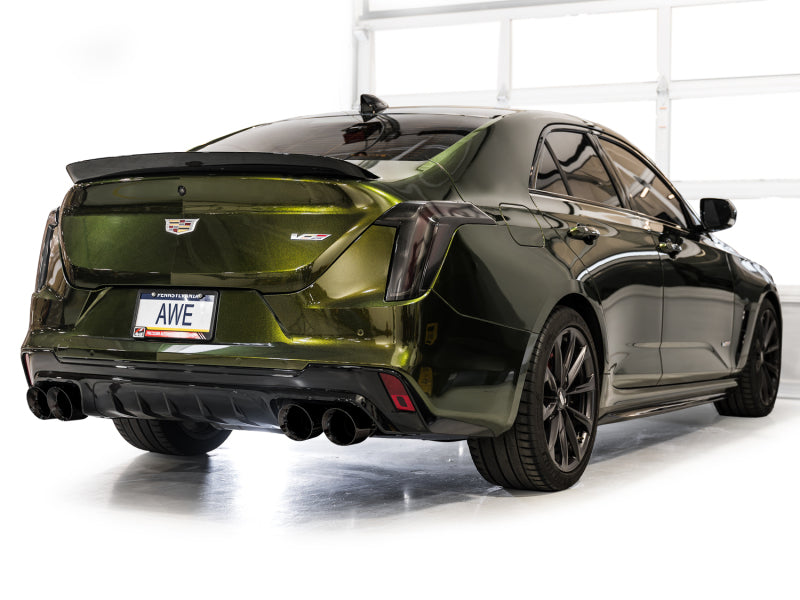 AWE Tuning 3025-43436 2021+ Cadillac CT4-V Blackwing SwitchPath Exhaust - Diamond Black Tips