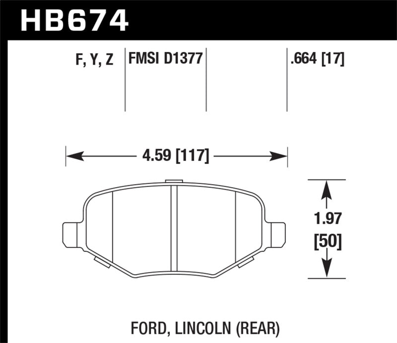 Hawk Performance HB674F.664 Hawk Ford Edge/Explorer/Flex/Taurus/ Lincoln MKS/MKT/MKX HPS Rear Brake Pads