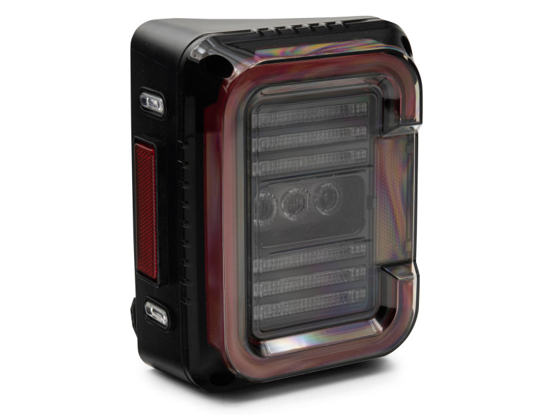 Raxiom J138358 07-18 Jeep Wrangler JK Axial Series LED Halo Tail Lights- Black Housing (Dark Smoked Lens)