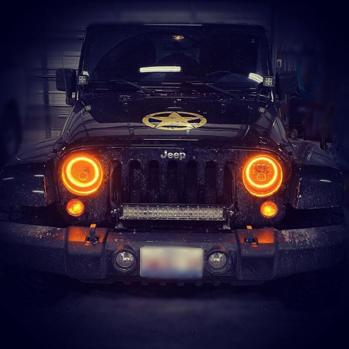 ORACLE Lighting 5769-123 Oracle 07-18 Jeep Wrangler JK Switchback LED Halo Headlights - Amber/White - Switchback