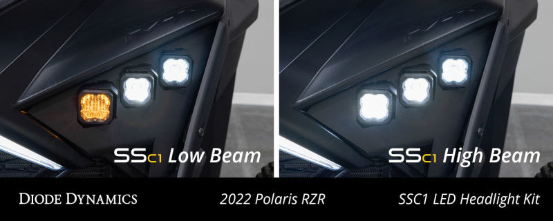 Diode Dynamics DD7644 20-Present Polaris RZR C1 Headlamp Kit Pro - White ABL (Pair)