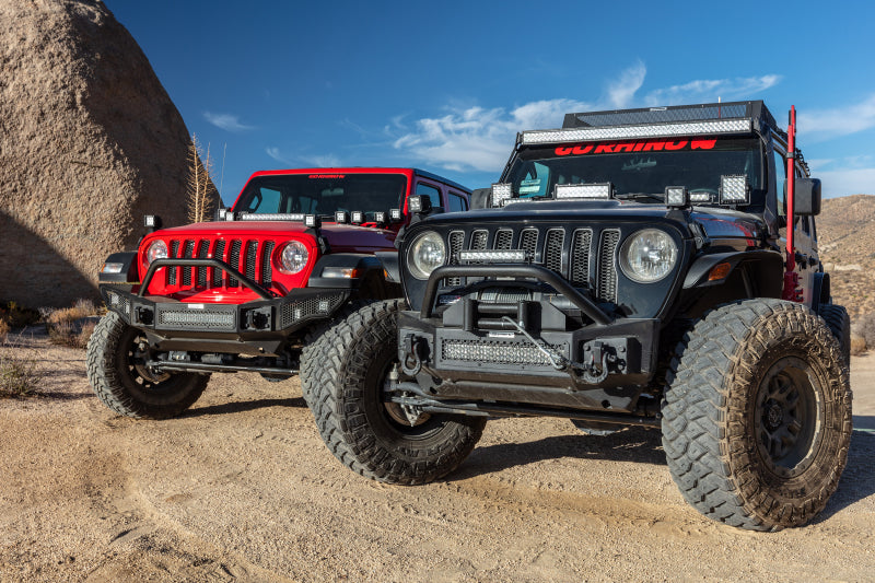 Go Rhino 331101T 07-20 Jeep Wrangler JL/JLU/JK/JKU/Gladiator JT Rockline Front Stubby Bumper w/ Overrider