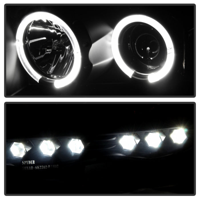 SPYDER 5078384 Spyder Dodge RAM 1500 02-05 03-05 Projector Headlights LED Halo LED Blk Smke PRO-YD-DR02-HL-BSM