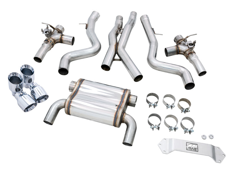 AWE Tuning 3025-42070 BMW F8X M3/M4 SwitchPath Catback Exhaust - Chrome Silver Tips