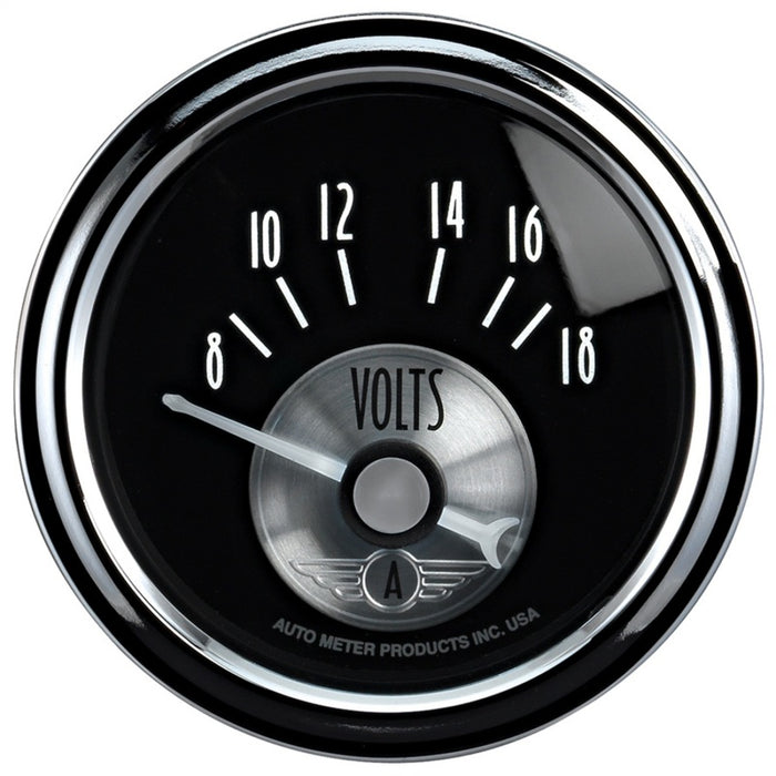 AutoMeter 2093 Autometer Prestige Series Black 2-1/16in 8-18V Short Sweep Electronic Voltmeter Gauge