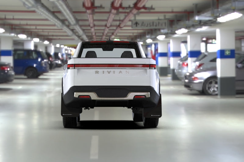 Rally Armor MF18-UR-BLK/WH 22-25 Rivian R1T Black UR Mud Flap w/White Logo