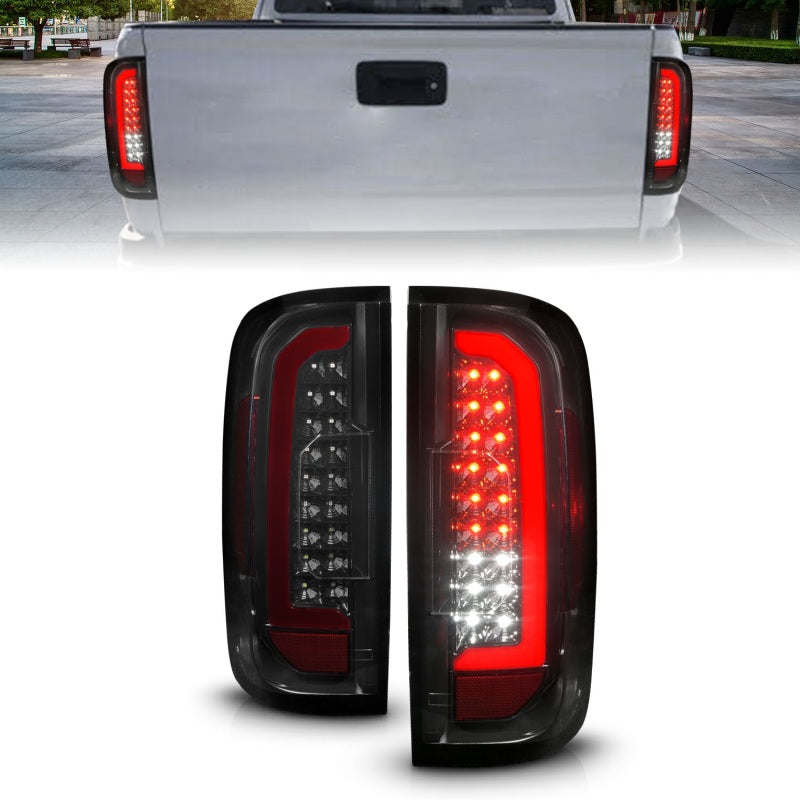 ANZO 311433 15-21 Chevrolet Colorado Full LED Tail Lights w/ Red Lightbar Black Housing Smoke Lens