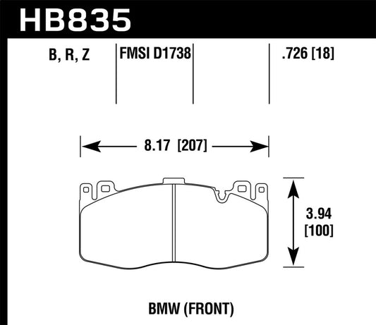 Hawk Performance HB835B.726 Hawk 13-16 BMW 5 Series HPS 5.0 Front Brake Pads