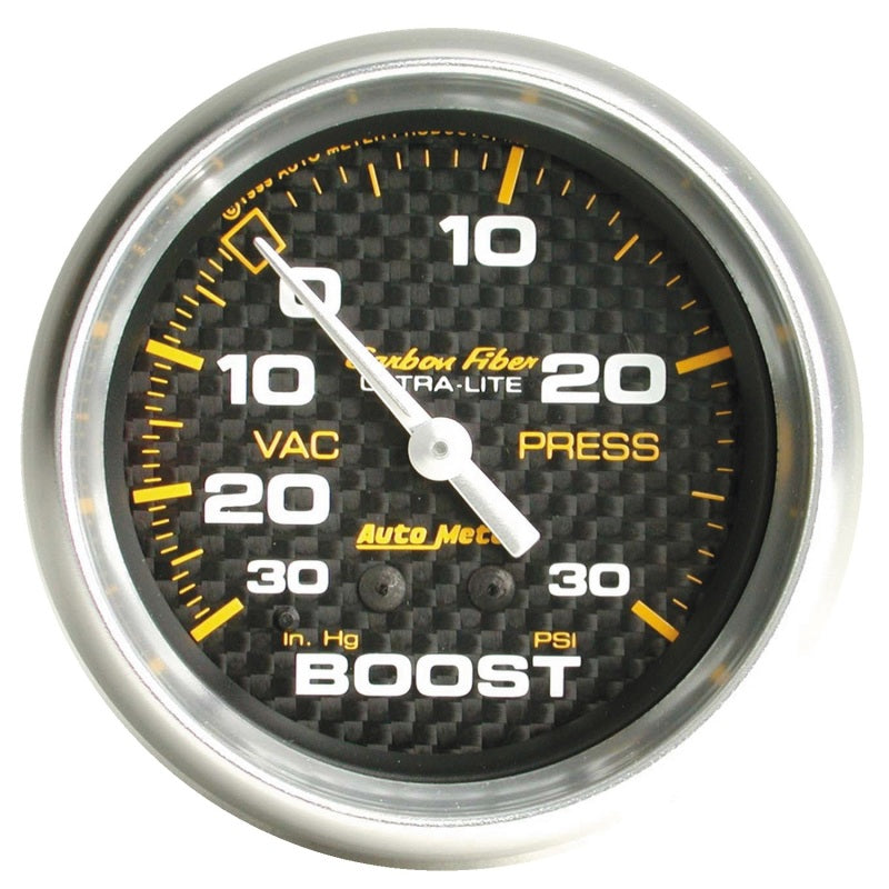 AutoMeter 4803 Autometer Carbon Fiber 52mm 30 PSI Mechanical Boost Gauge