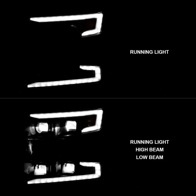 ANZO 111566-R 19-22 Chevrolet Silverado 1500 LED Proj HL w/Lgt Bar SwBk Seq. Blk w/In. Light - Passenger Side