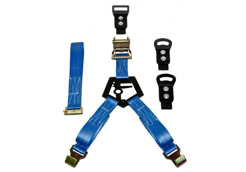 N-Fab BM1TSBL Bed Mounted Rapid Tire Strap Universal - Gloss Black - Blue Strap
